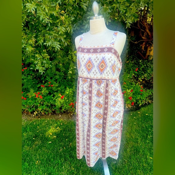 Sonoma Multicolor Geometric Print Midi Dress - Picture 1 of 8